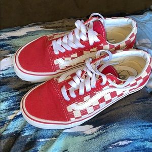 Red Vans Old Skool Checkboard